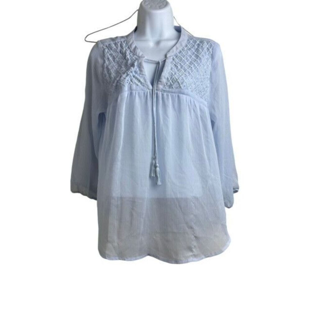 Maurices Women's Small Blouse Light‎ Blue Sheer